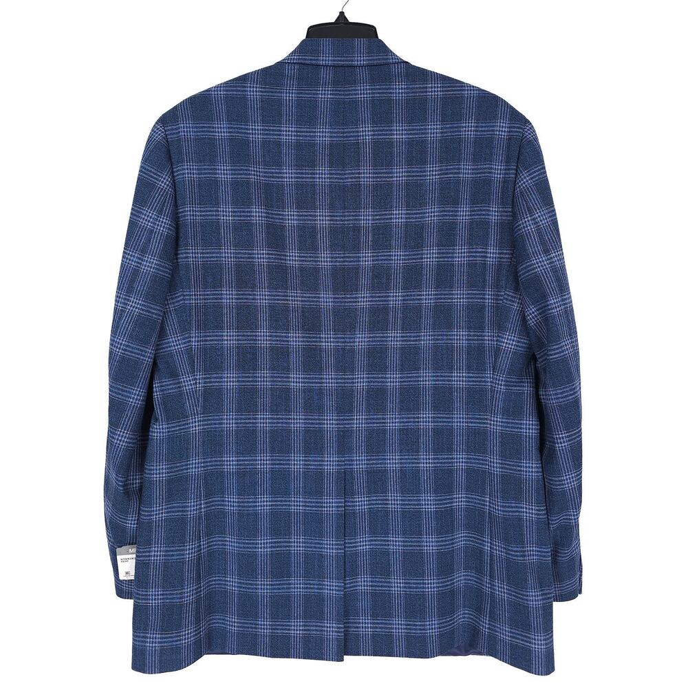 Michael Kors Mens Classic Fit Sport Coat Blazer 42L Blue Plaid Stretch NWT - Picture 10 of 13